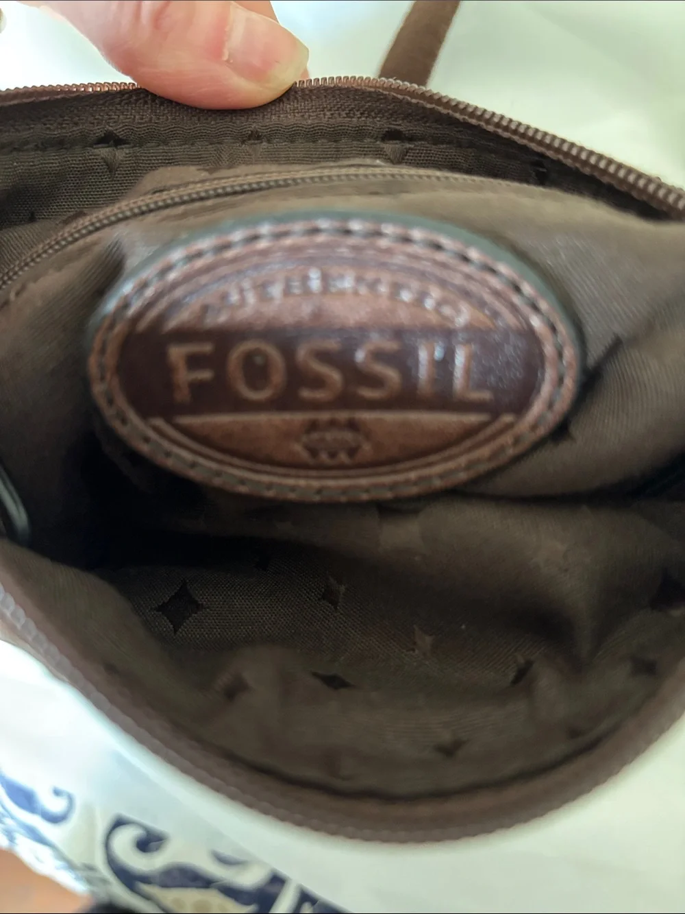 Fossil Maddox Brown & Black Fabric with Leather Trim Crossbody